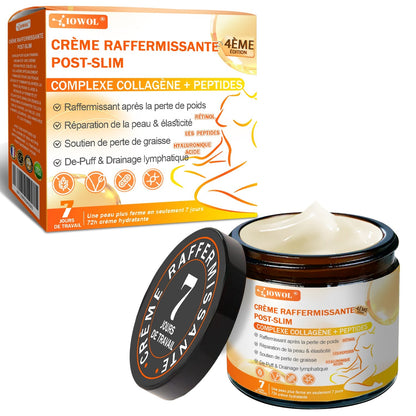 Boutique Officielle | 𝐈𝐎𝐖𝐎𝐋® Crème Raffermissante Post-Amincissement avec GHK-Cu, Argireline & Matrixyl 3000, peptides de collagène et actifs raffermissants pour cibler la peau relâchée et affaissée après une perte de poids.