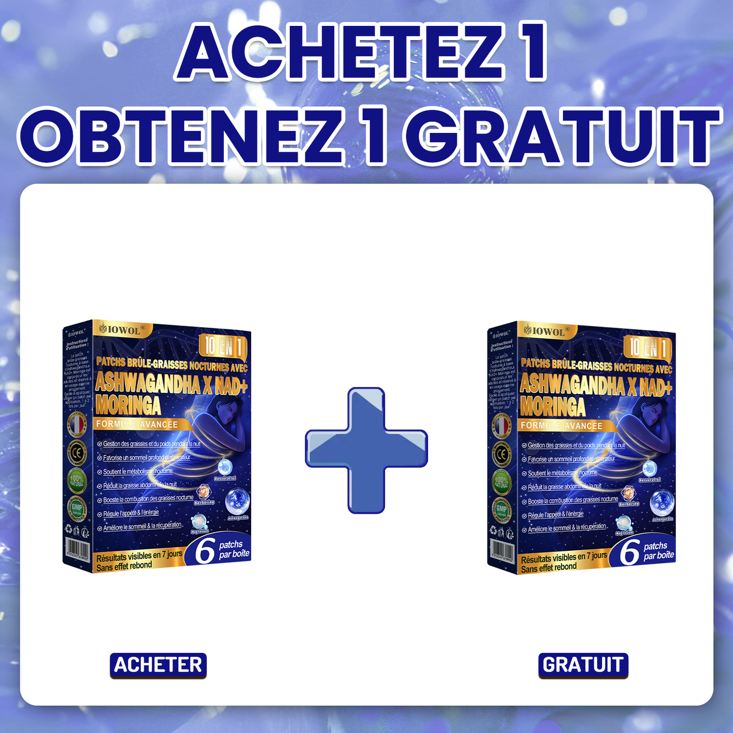 IOWOL® Patch brûle-graisse nocturne ! Zéro comprimé, zéro contrainte, zéro effort et 100 % de résultats.