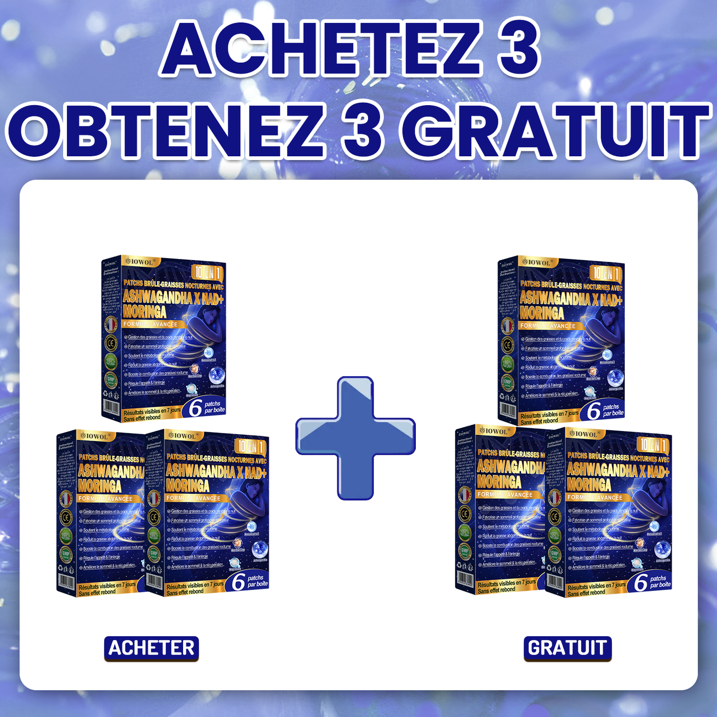 IOWOL® Patch brûle-graisse nocturne ! Zéro comprimé, zéro contrainte, zéro effort et 100 % de résultats.